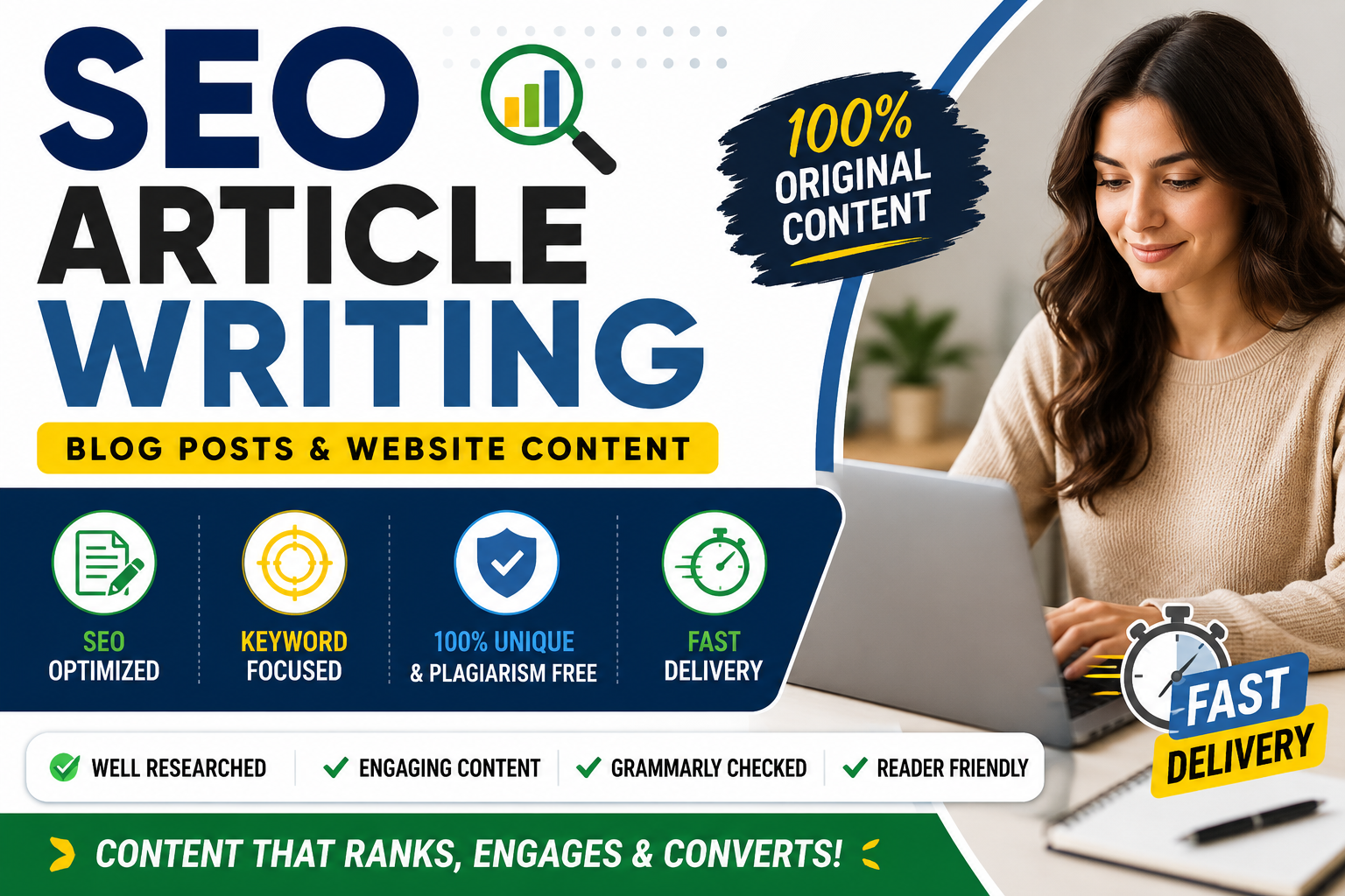 I will write SEO optimized blog articles and website content