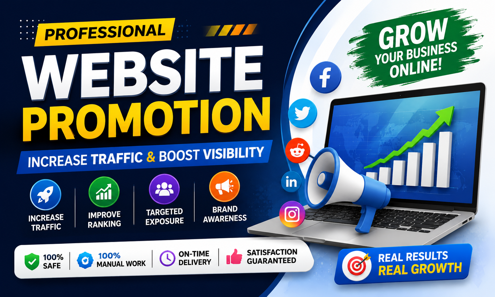 I will promote your website to increase traffic and b...