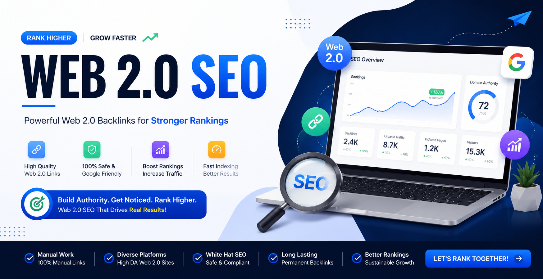 100 Premium WEB 2.0 Backlink for Better Rankings,Trust & Long-Term SEO 