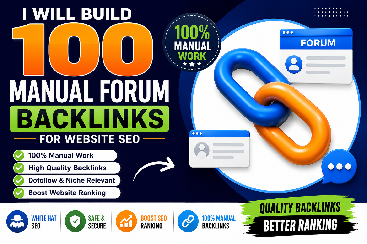 I Will Build 100 Manual Forum Backlinks for Website SEO