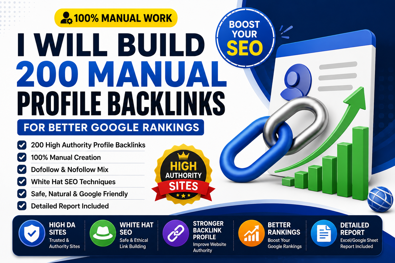 I Will Build 200 Manual Profile Backlinks for Better Google Rankings