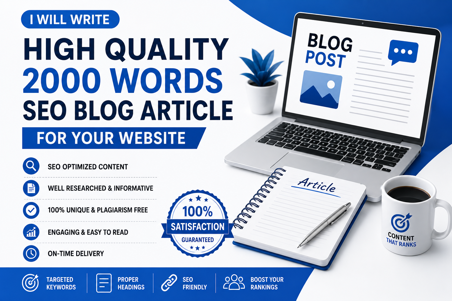I will write 2000 words SEO blog article for your website