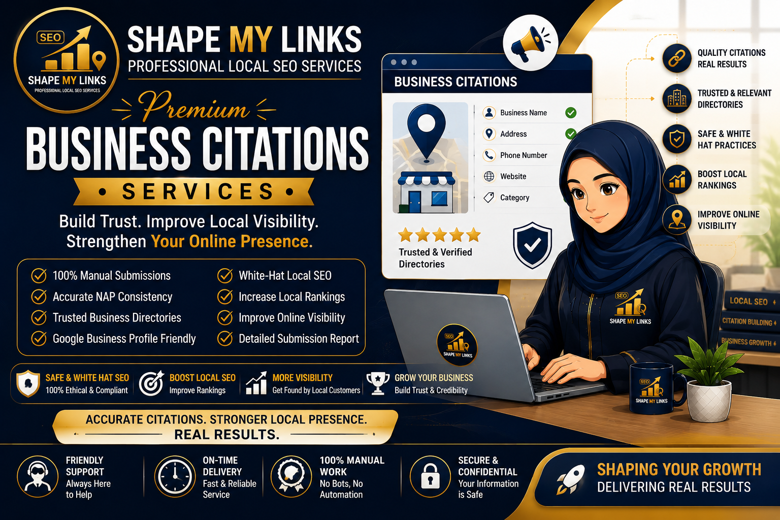 I will build manual business citations for local SEO ...