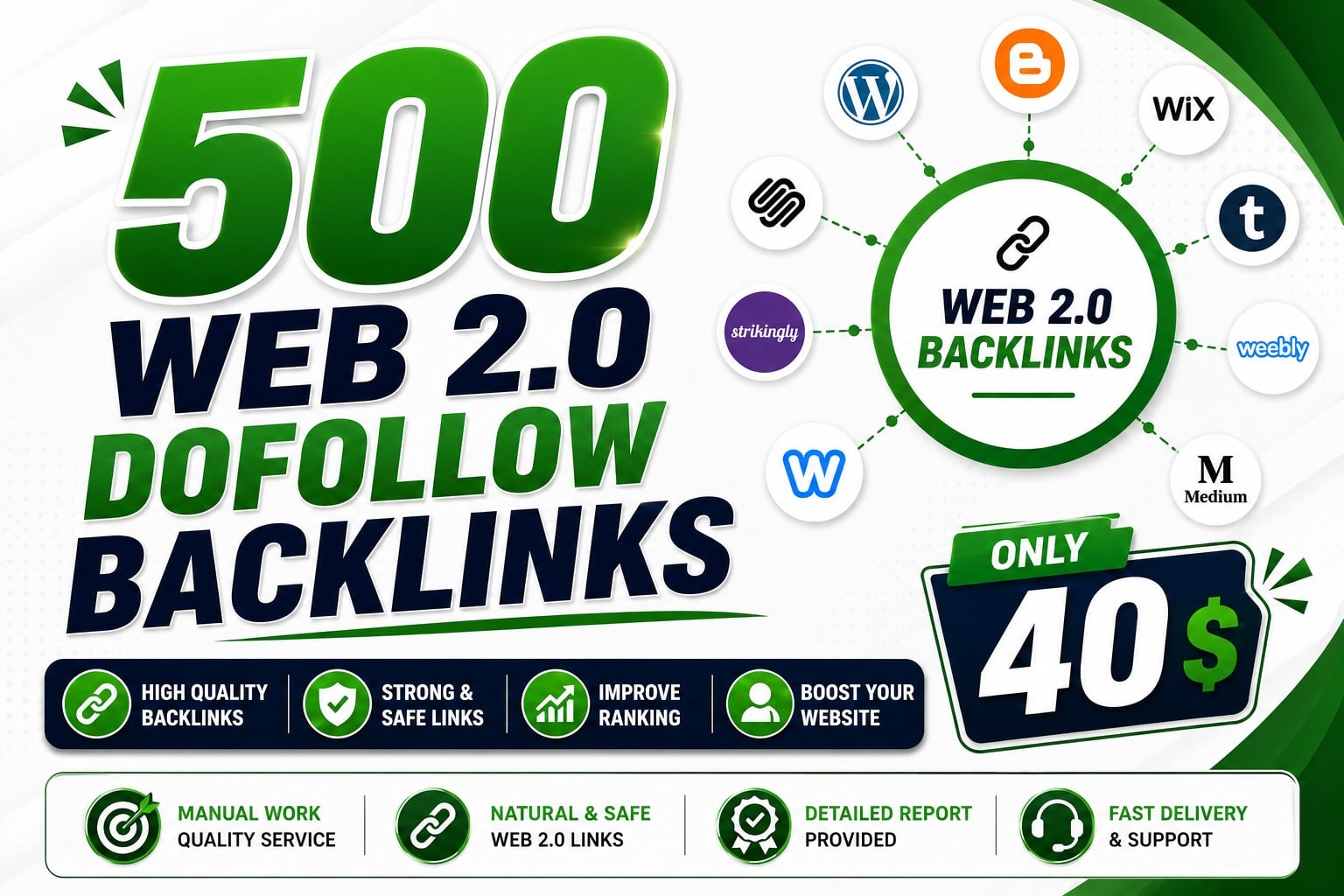 I Will Build 500 High Quality Web 2.0 Dofollow Backlinks for SEO