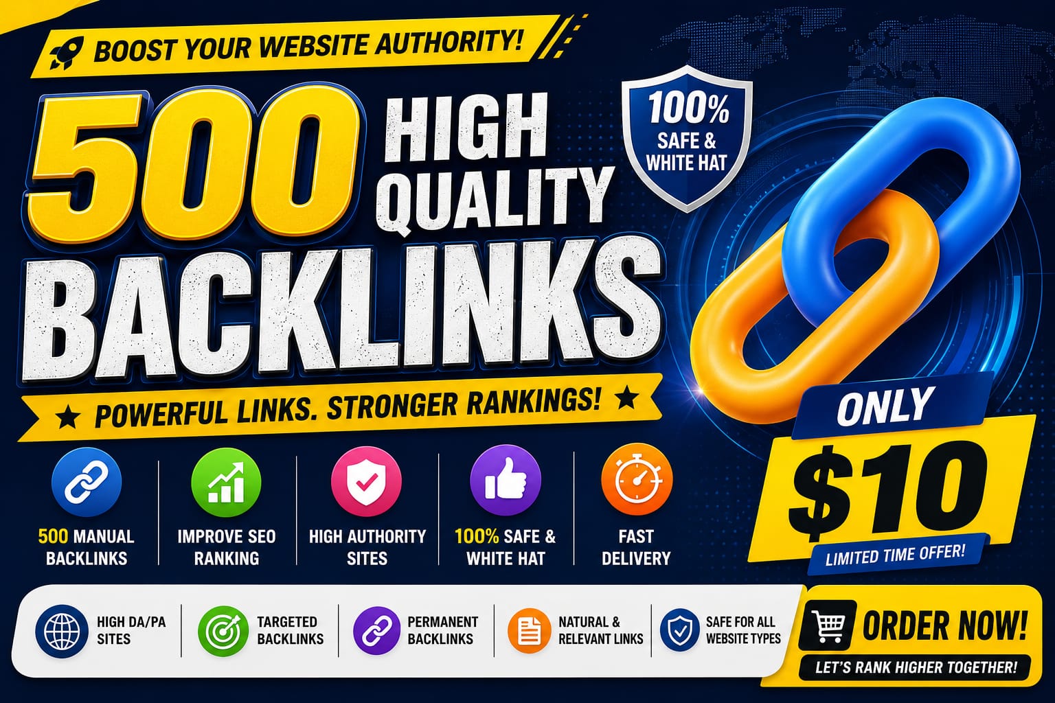 I will create 500 permanent backlinks to help increase website's authority, search engine presence.