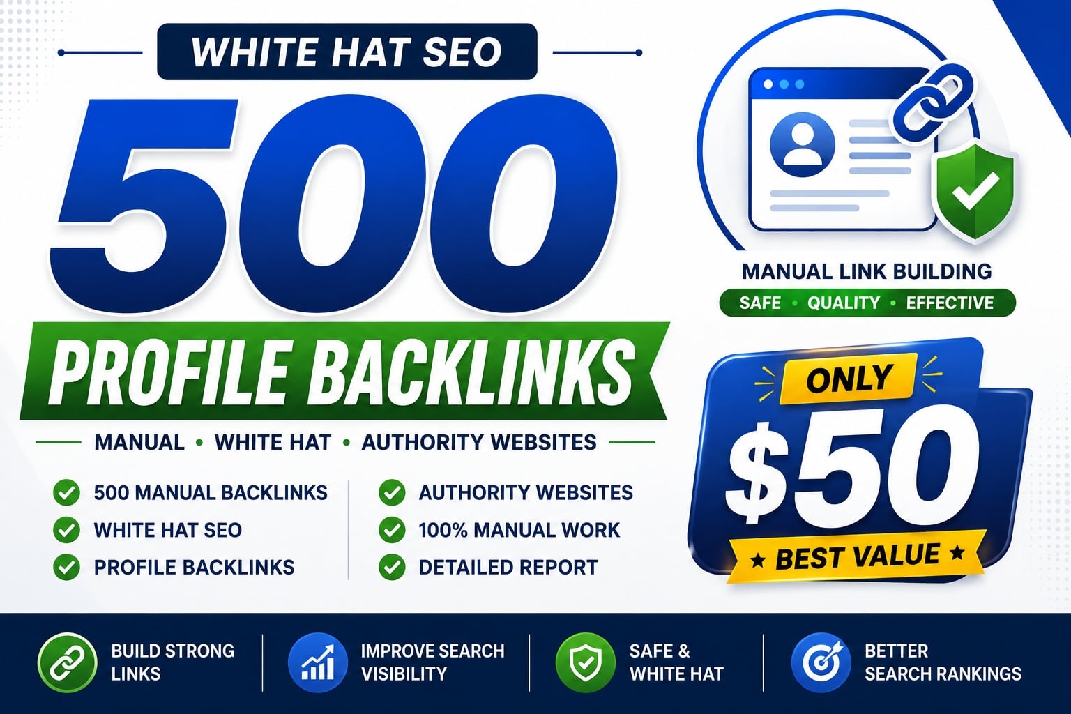 I Will Build 500 Manual White Hat Profile Backlinks for $50