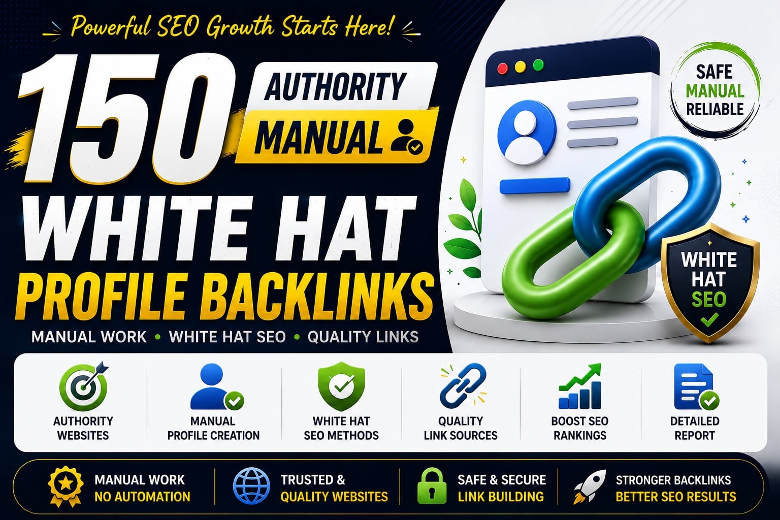 I Will Build 150 Manual White Hat Profile Backlinks from Authority Websites