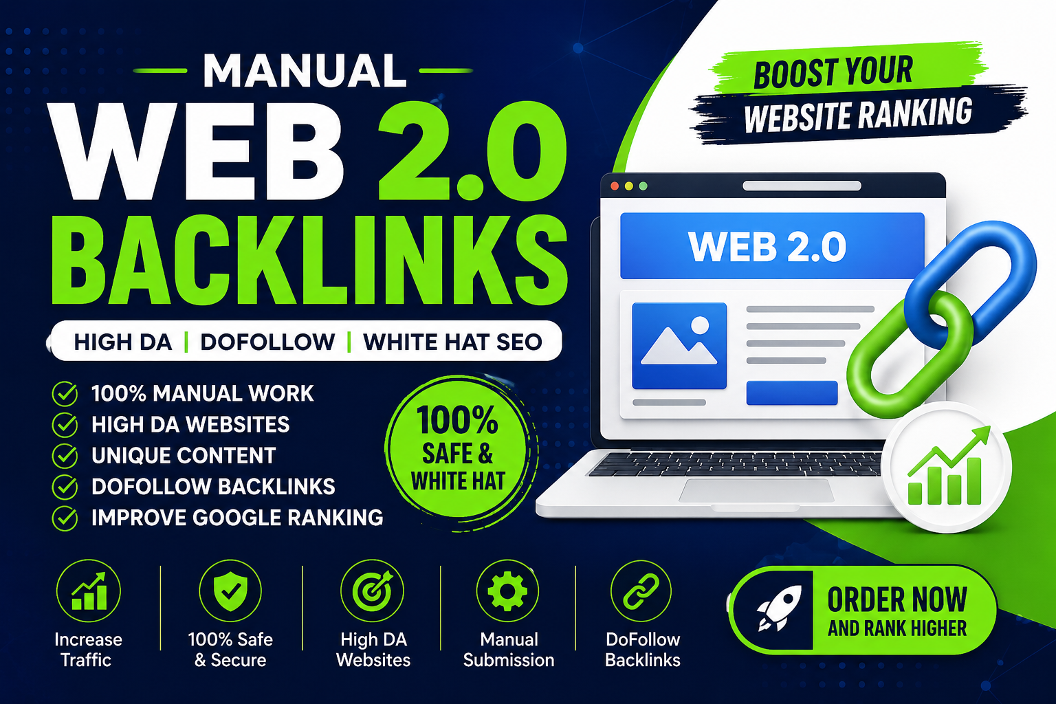 I will build 100 manual Web 2.0 backlinks for SEO