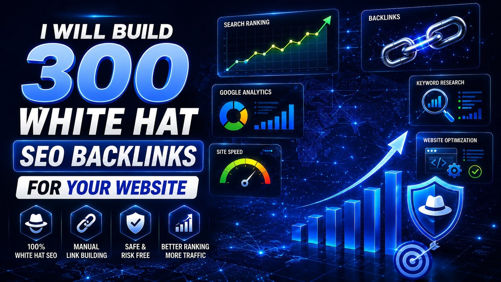 I will build 300 white hat SEO backlinks for your website