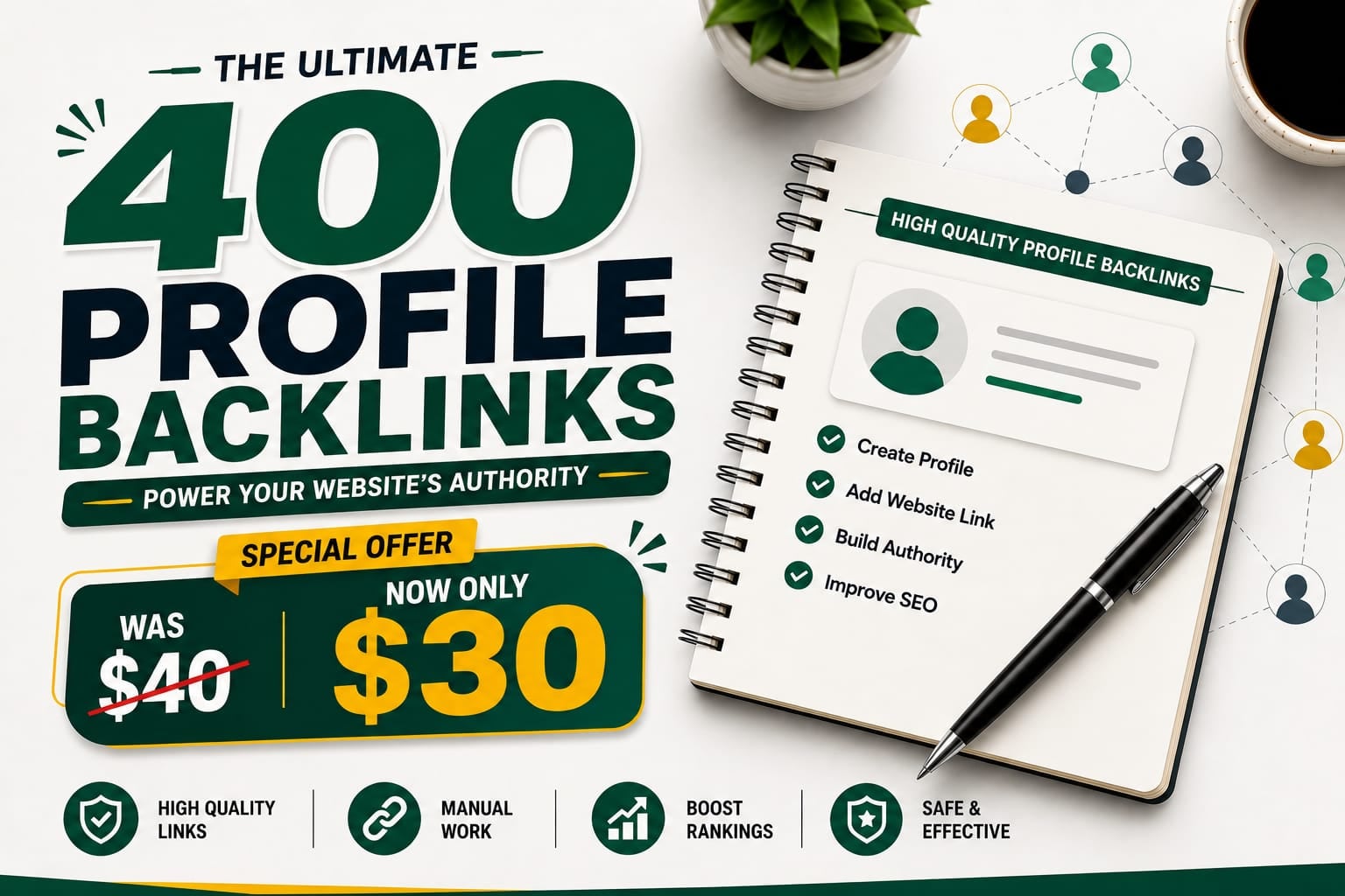 Get 400 Safe & High DA Manual Profile Backlinks Special Offer
