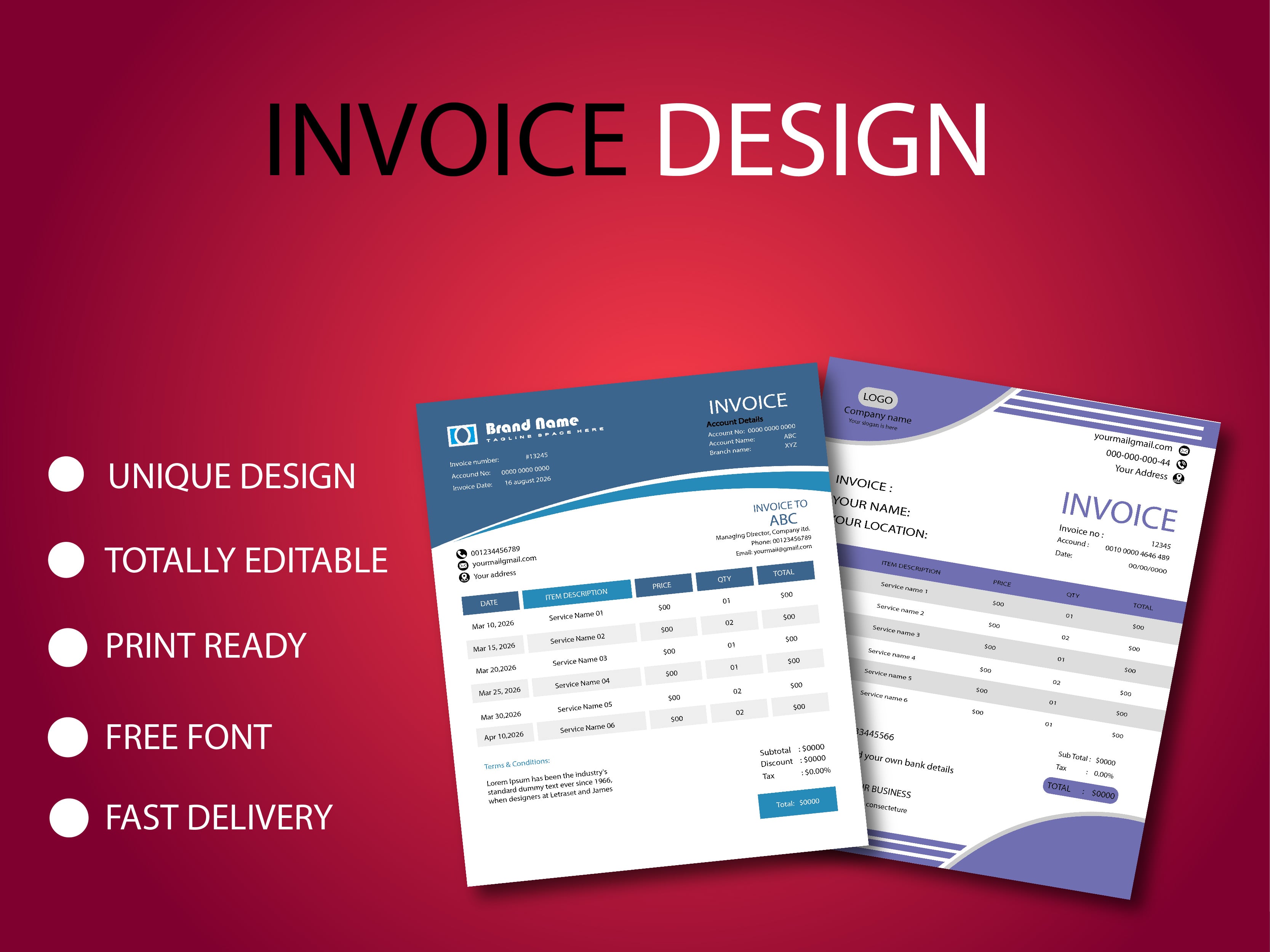 I will perfectly design modern Letterhead, Invoice and calendar.
