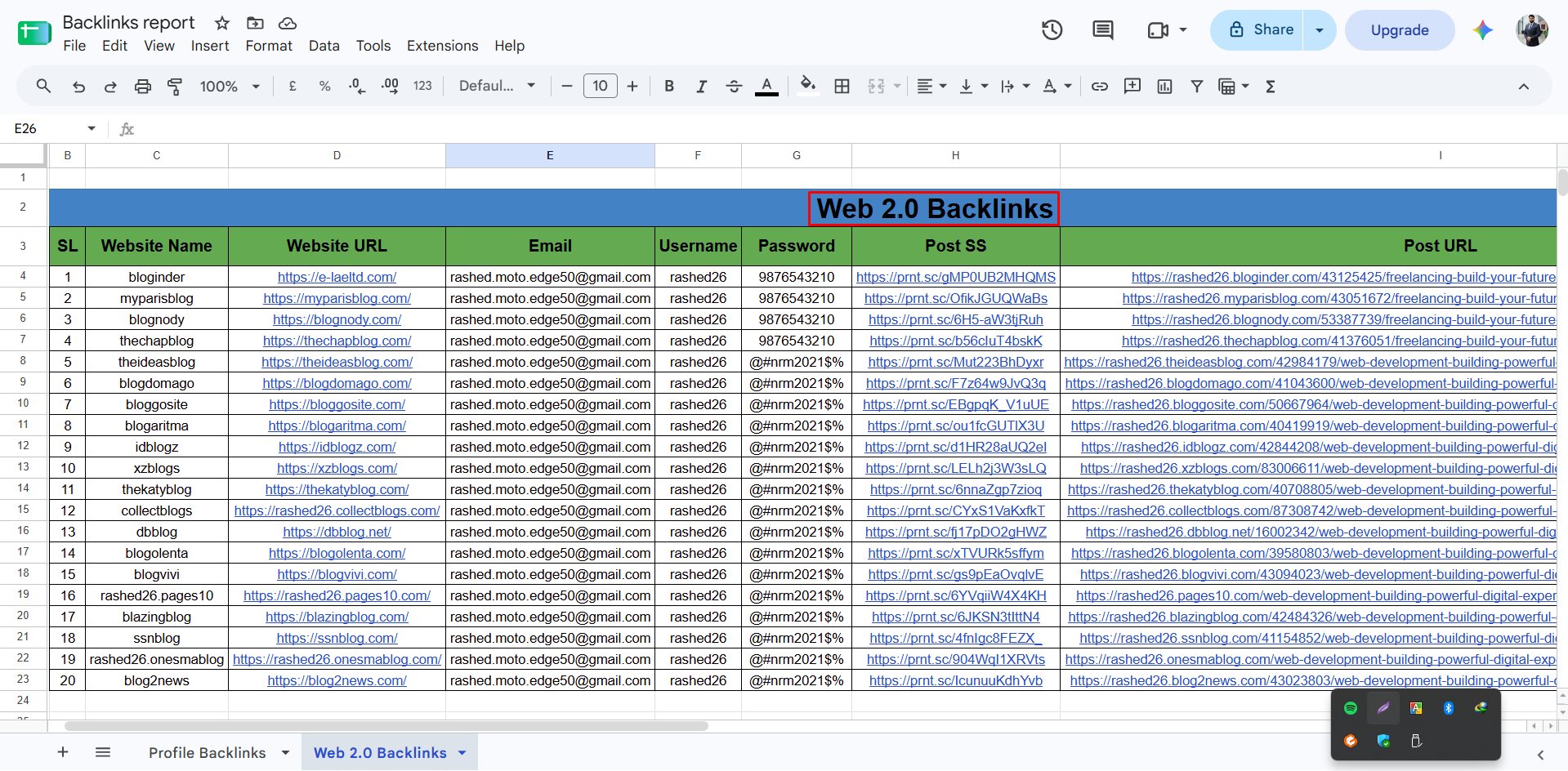 I will craft 100+ Web 2.0 Backlinks to Rank Website