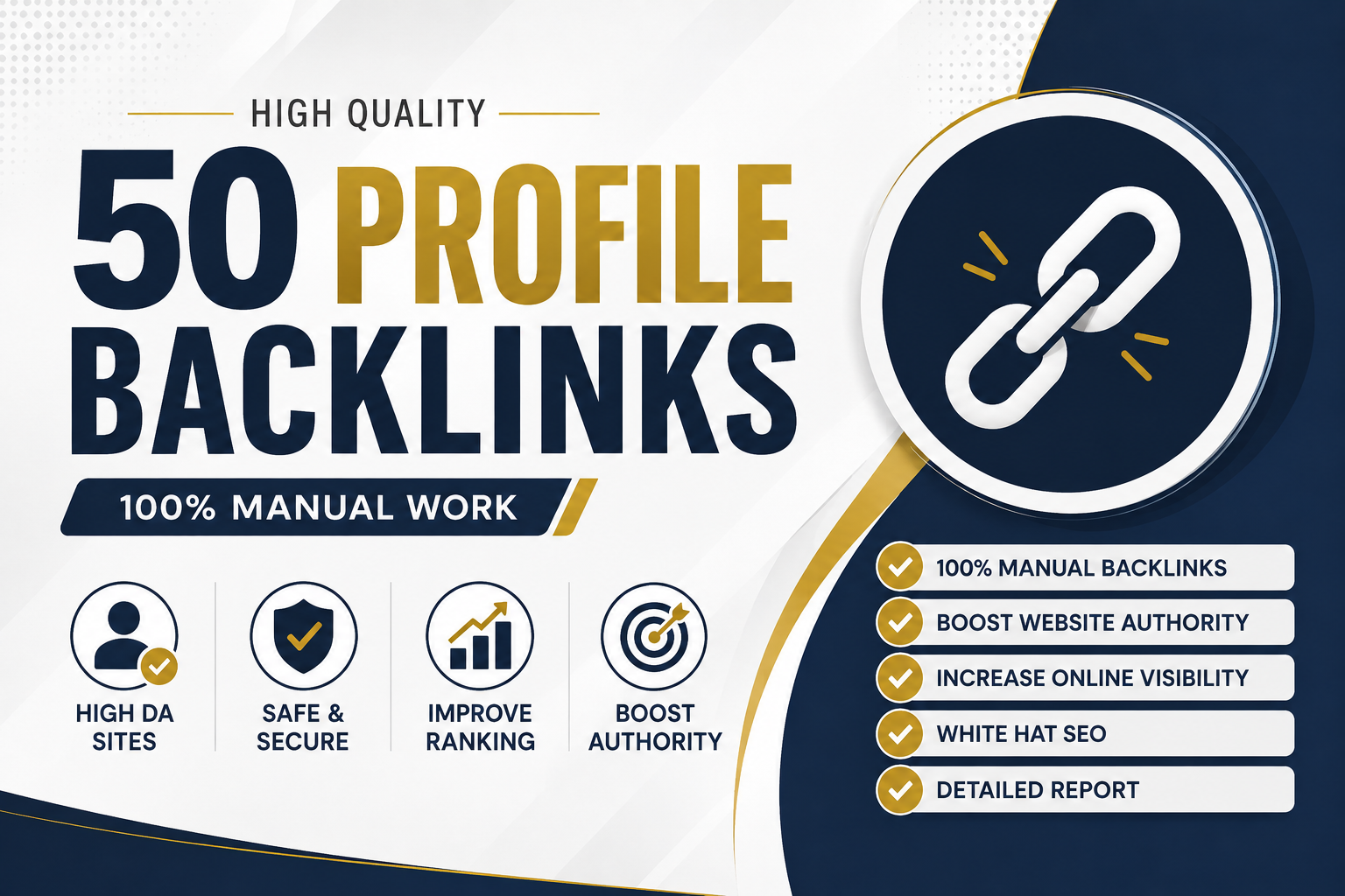 I will generate 50 backlinks from high DA profiles to improve SEO rankings