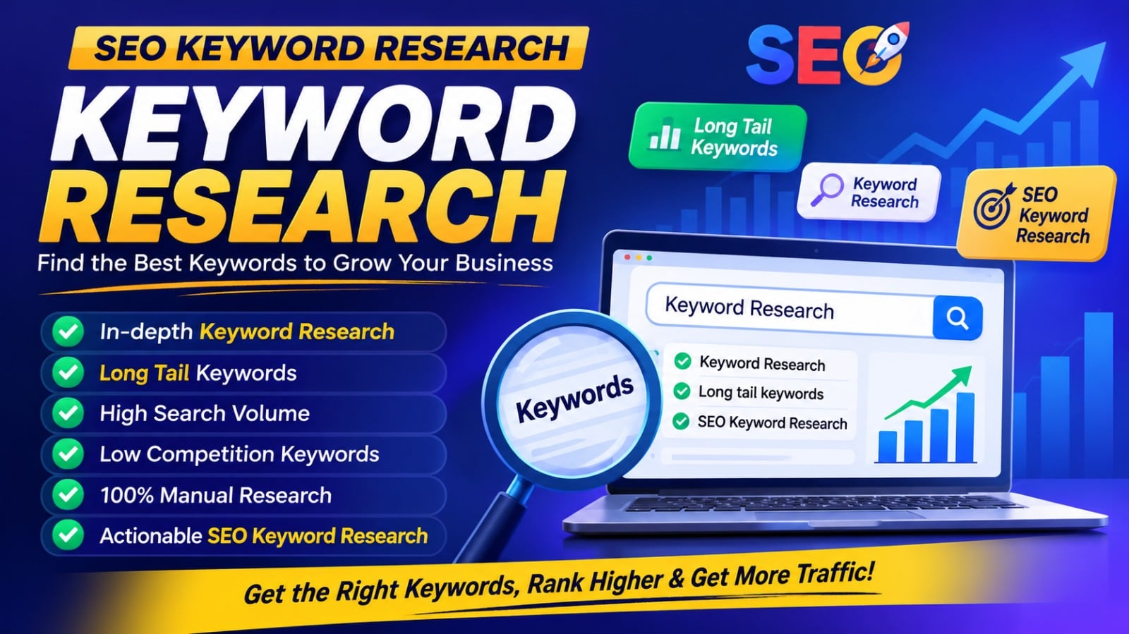 I will do 20 keyword research for SEO and competitor analysis for your website