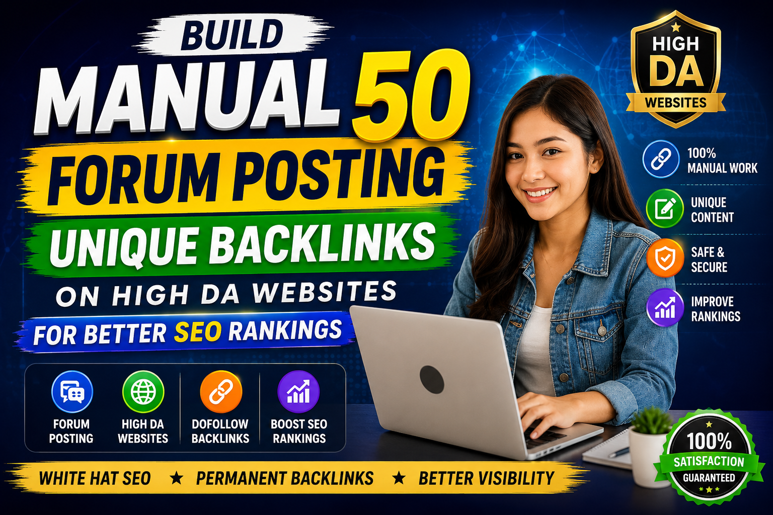 Build Manual 50 Forum Posting Unique Backlinks on High Da Websites for Better SEO Rankings