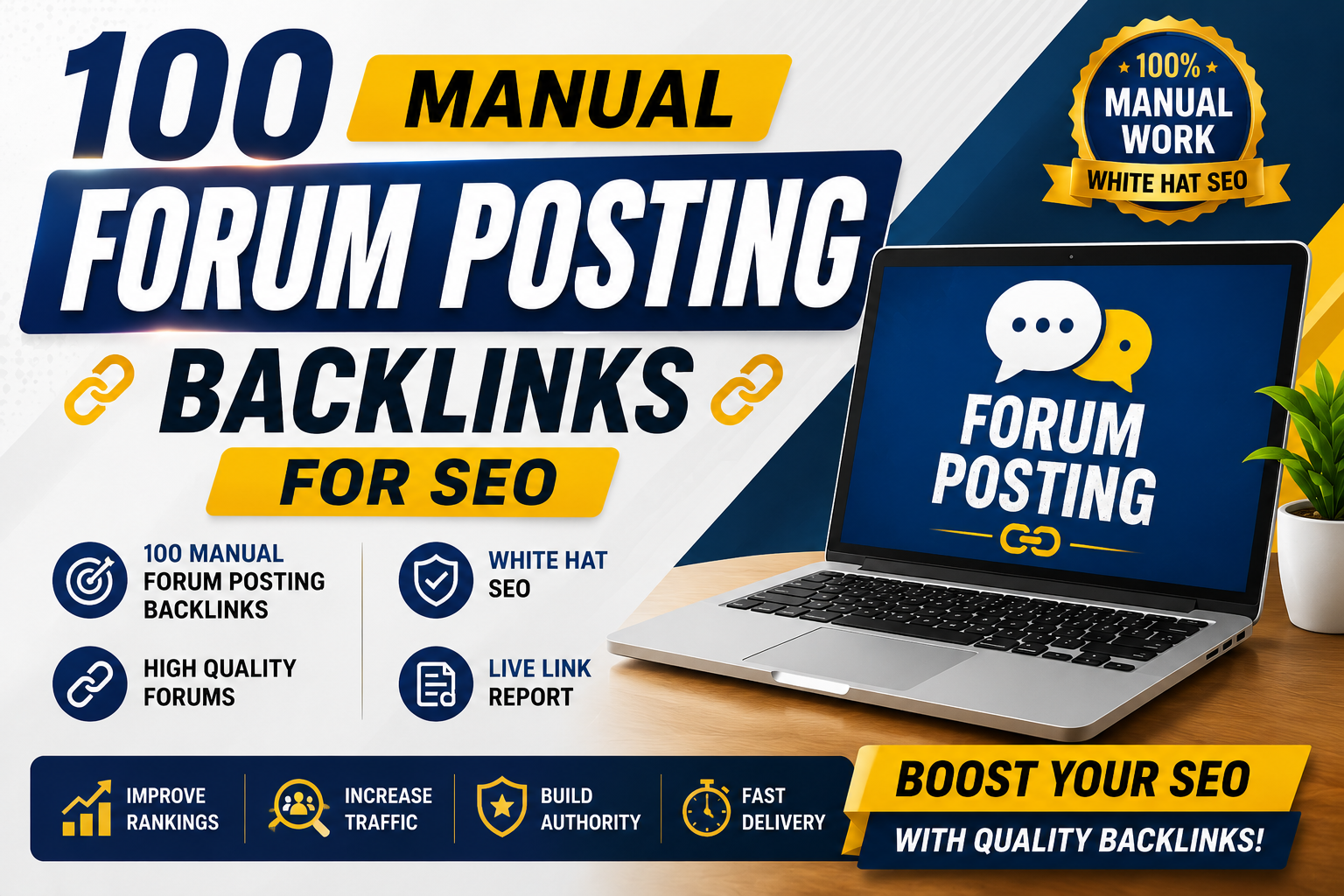 100 Manual Forum Backlinks on High DA Sites