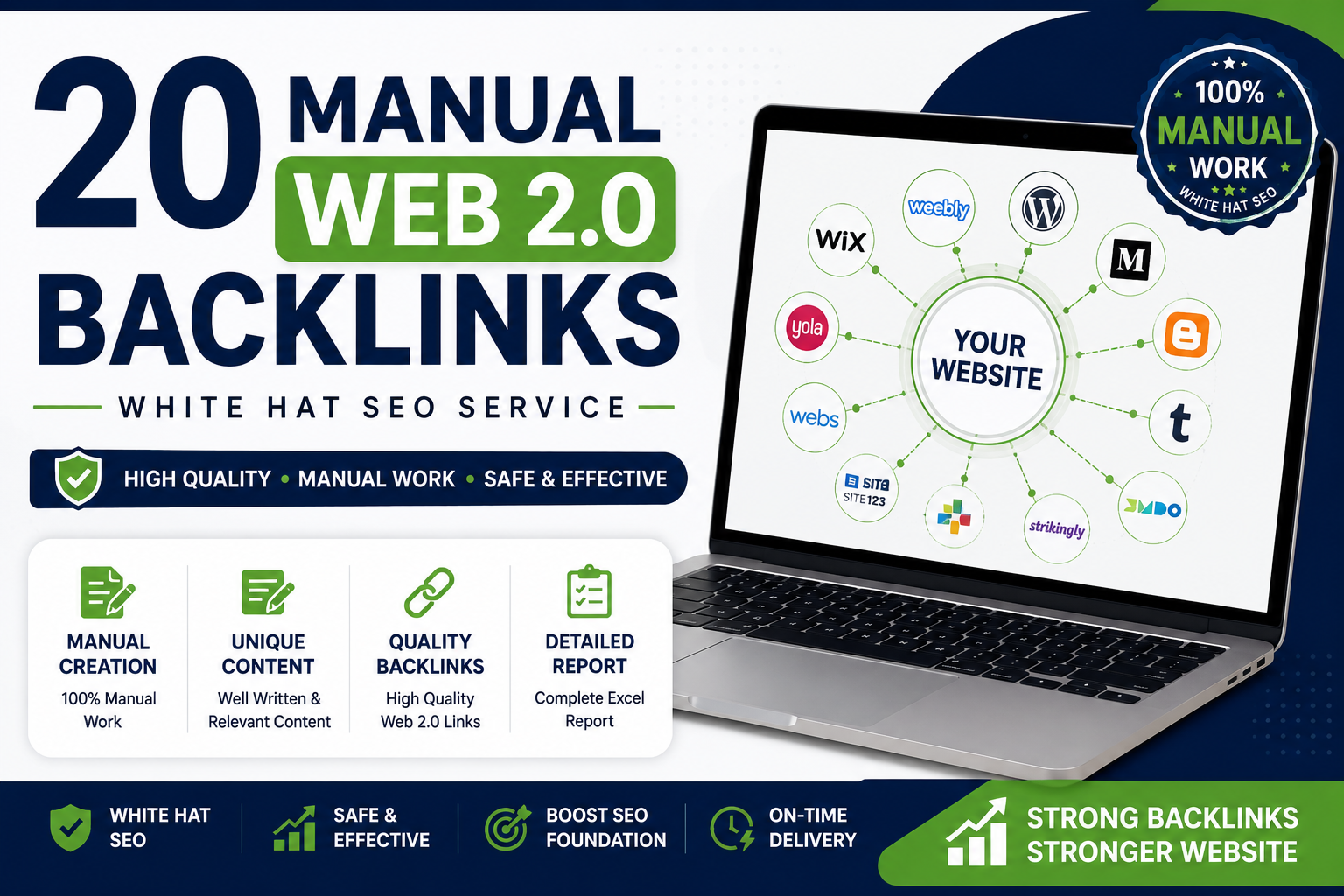I Will Create 20 High Quality Web 2.0 Backlinks Manually Using White Hat SEO