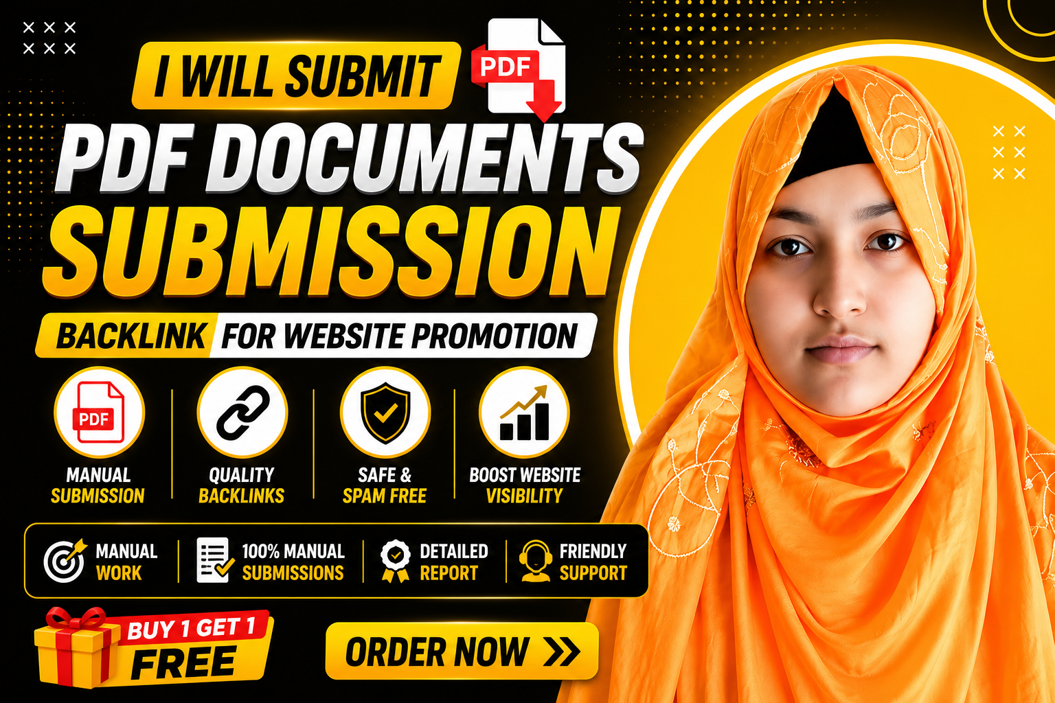 I will create 100 manual PDF submission backlinks for websites