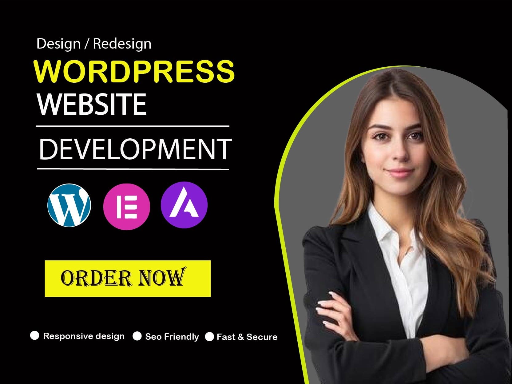I will design, redesign, and develop a responsive WordPress website with Elementor