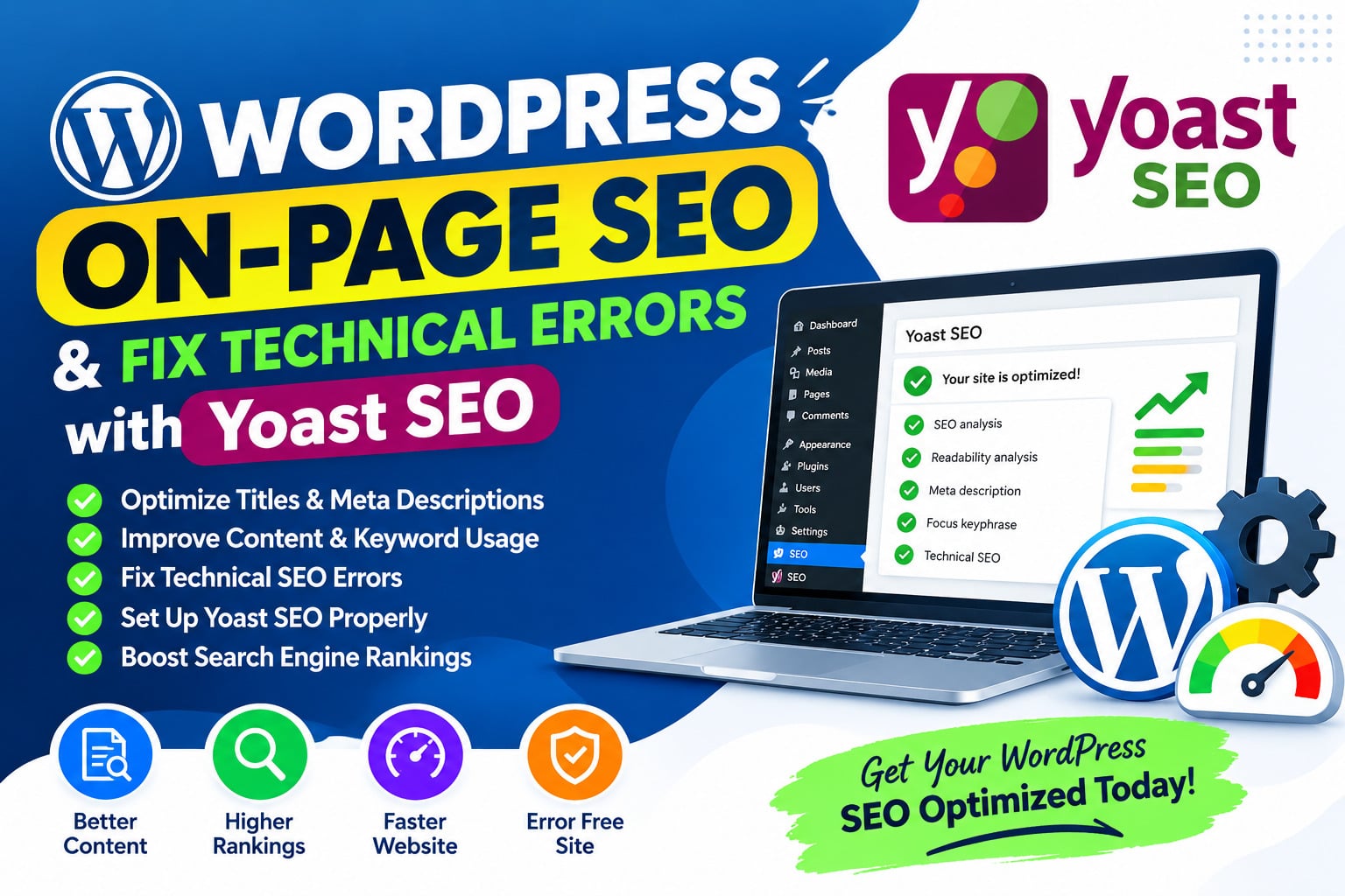 I will optimize WordPress On-Page SEO and fix technical errors with Yoast SEO