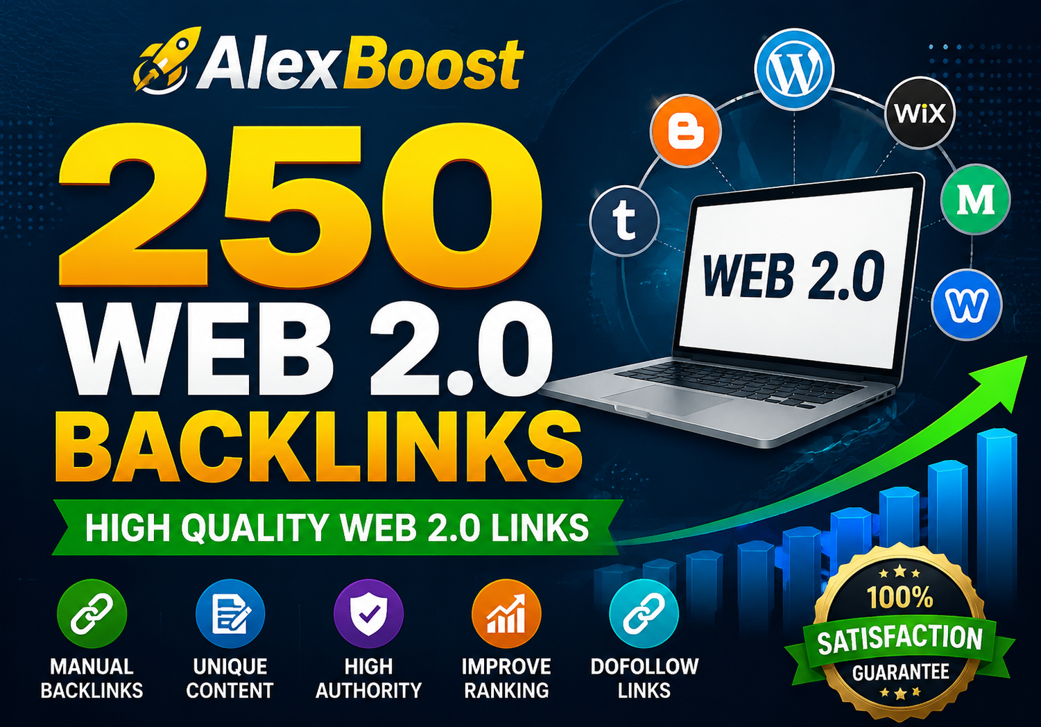 I will provide 250 Web 2.0 backlinks for website SEO growth