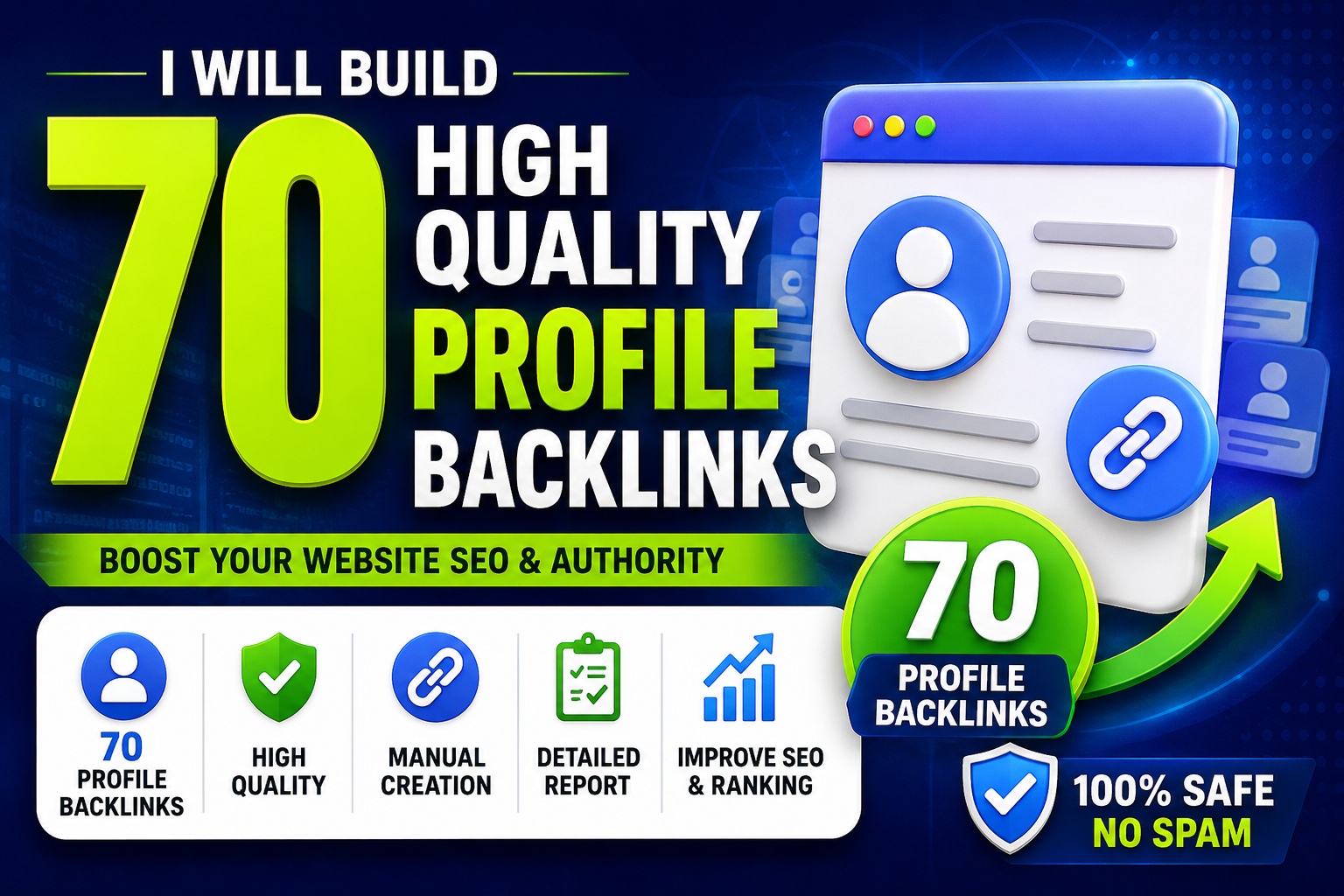 I Will Build 70 Profile Backlinks for Your Website