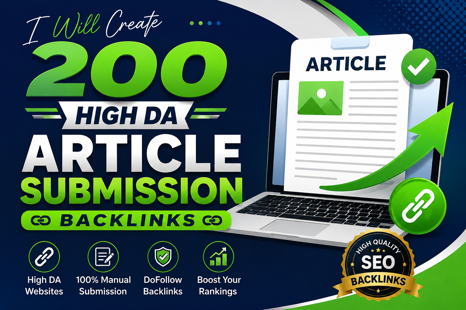 I Will Create 200 High DA Article Submission Backlinks