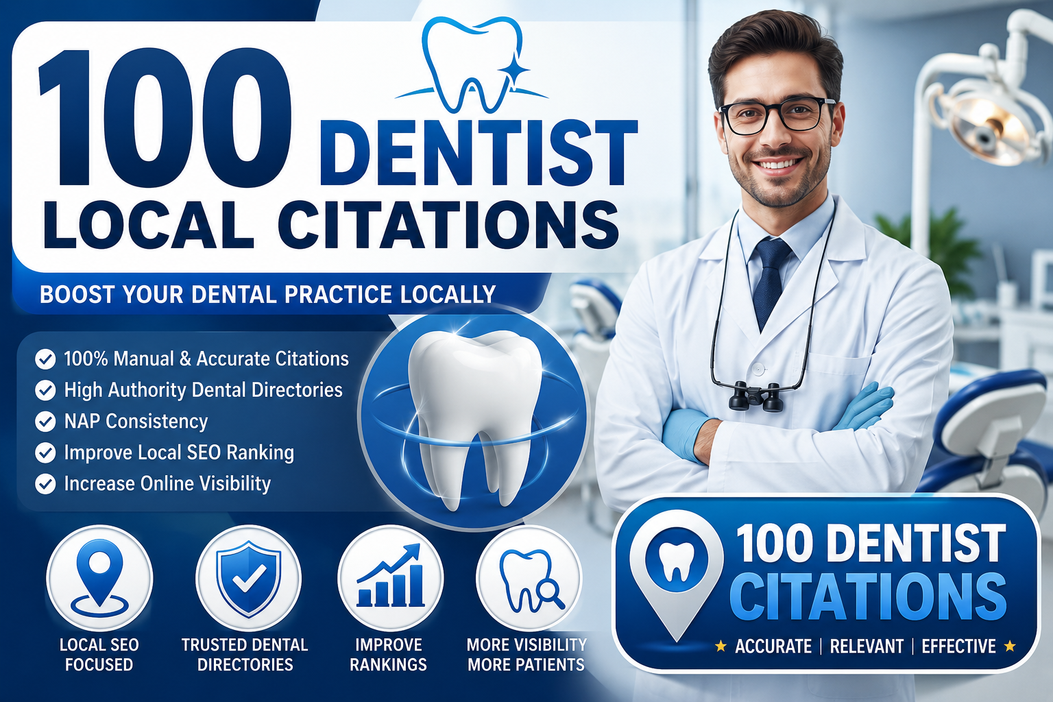 100 High Quality Dentist Citations for Local SEO