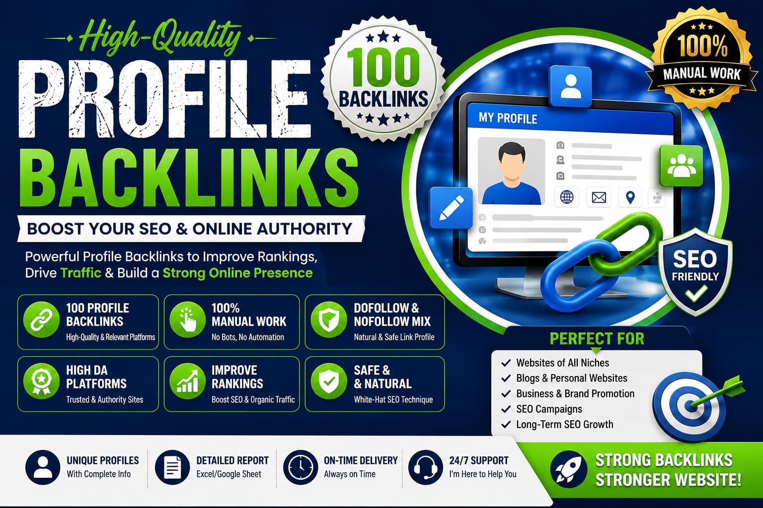  I Will Build 100 High-Quality Profile Backlinks Manually for SEO