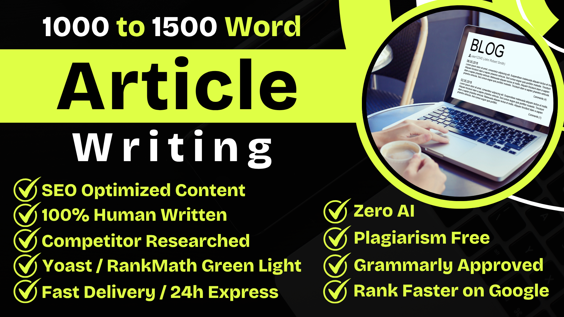 1500 Words SEO Optimized Content Writing, 100 Percen...