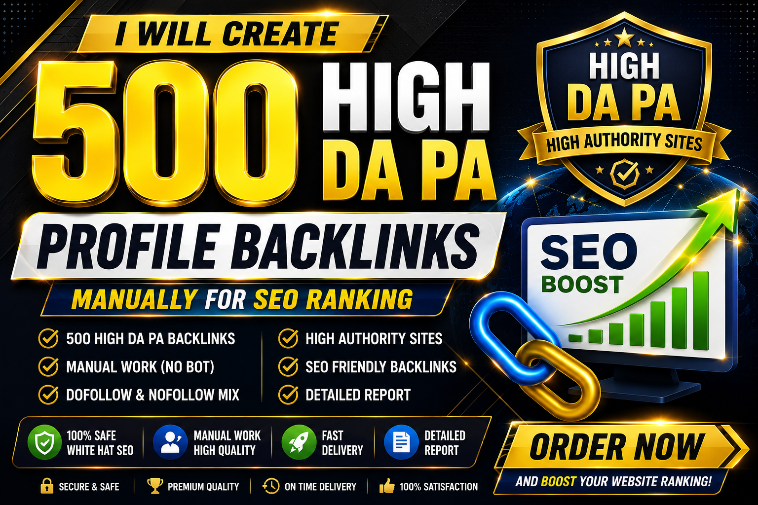 I Will Create 500 High DA PA Profile Backlinks Manual...