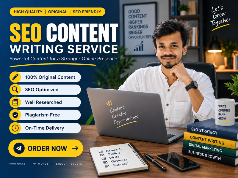 I will write 100% original, SEO optimized and plagiarism free content 