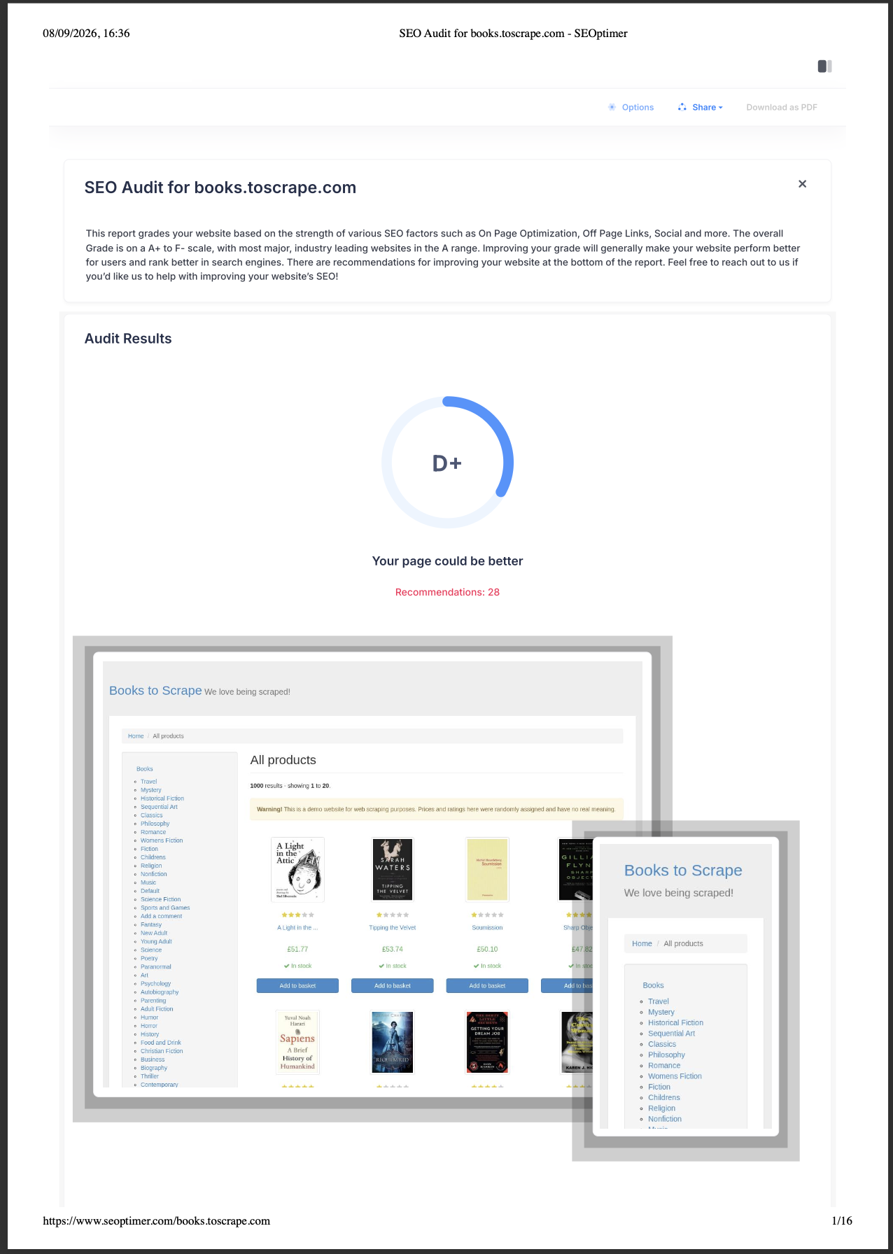 I will audit website and social media presence with action report
