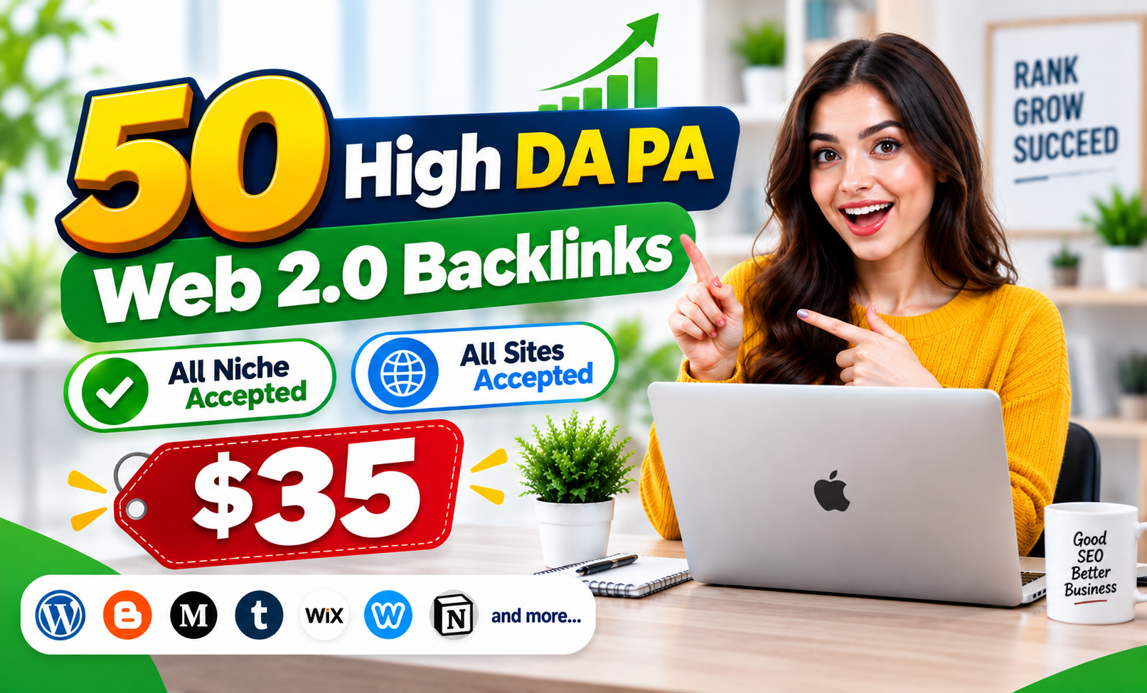 Provide 50 High DA PA Permanent Web 2.0 Backlinks for Google And Ai Safe Search SEO Growth