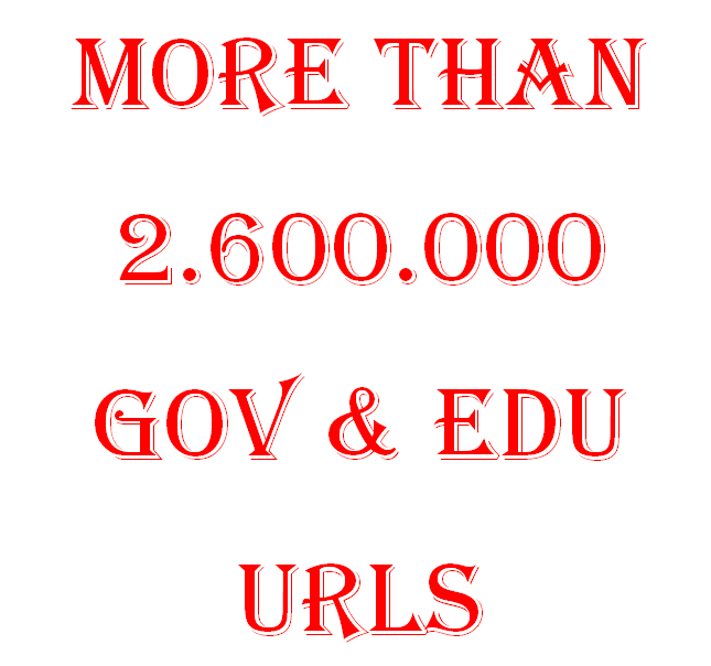 give you a list of over 2,7 million unique Edu and Gov urls 