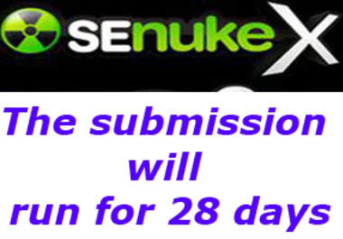 use SeNuke X to give your site a boost and Create hundreds of back links Submission will run for 28 days