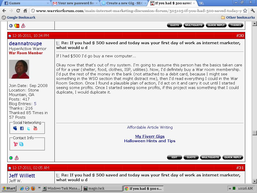 write 5 forum posts