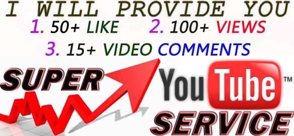provide you real 100+ YouTube video like 200+ views & 15+ comments 