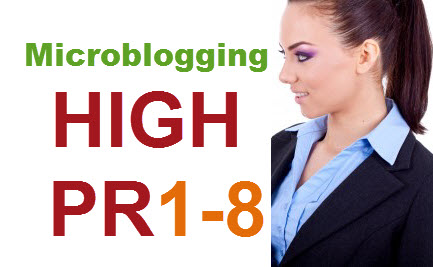 create 20 Microblogging dofollow backlinks from high pr 8 to pr1 sites