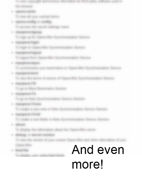 Opera Mini Secret Codes