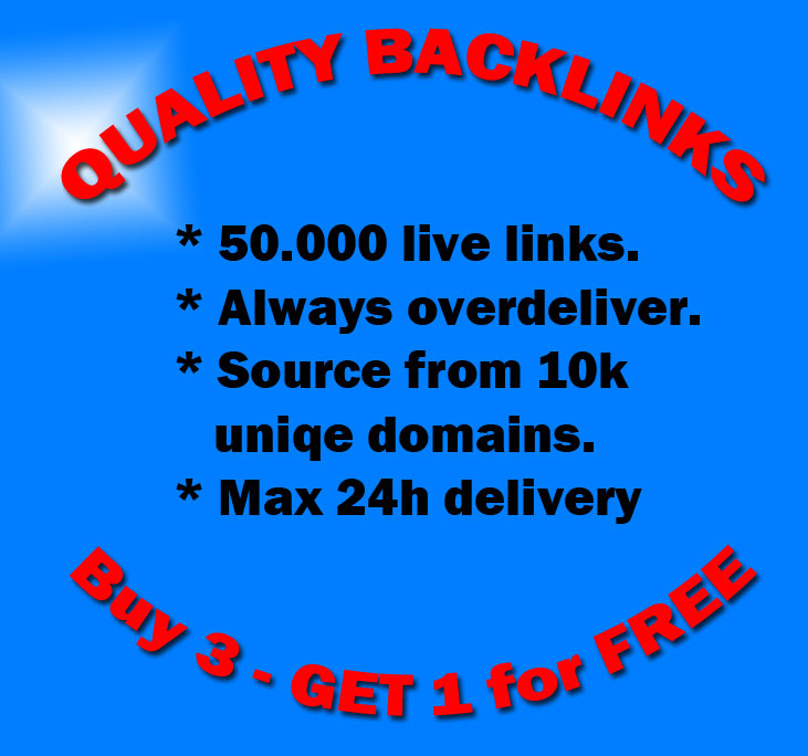 create 50.000+ Instant Verified Absolute Quality BACKLINKS from 10000+ Unique Domains to your site