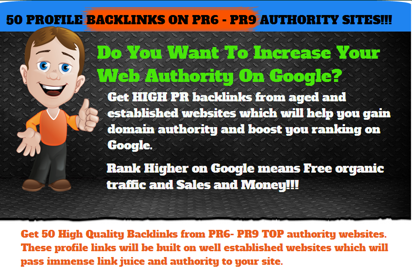 Authority SEO LINK pack - 50 Quality Profile Backlinks On Established (PR6 - PR9) Sites 