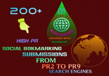 I will make Social bookmarking submission Manually to more than 200  sites Including Top 100 sites