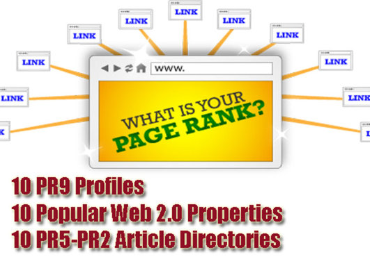 genuinely Exposed Your Site by Building 49 Quality SEO Backlinks out of 10 PR9 Profiles, 10 Web 2 0 Properties, 10 Good Article Directories 