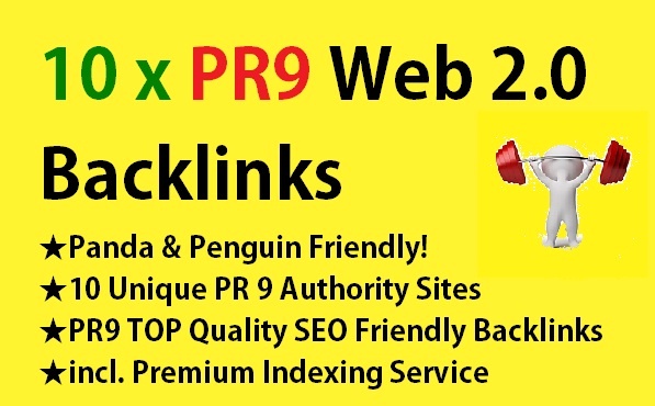 manually create 20 ★PR9 Top Quality SEO Friendly Backlinks from &reg;10 Unique PR9 Authority Sites + Panda and Penguin Friendly, plus indexing only