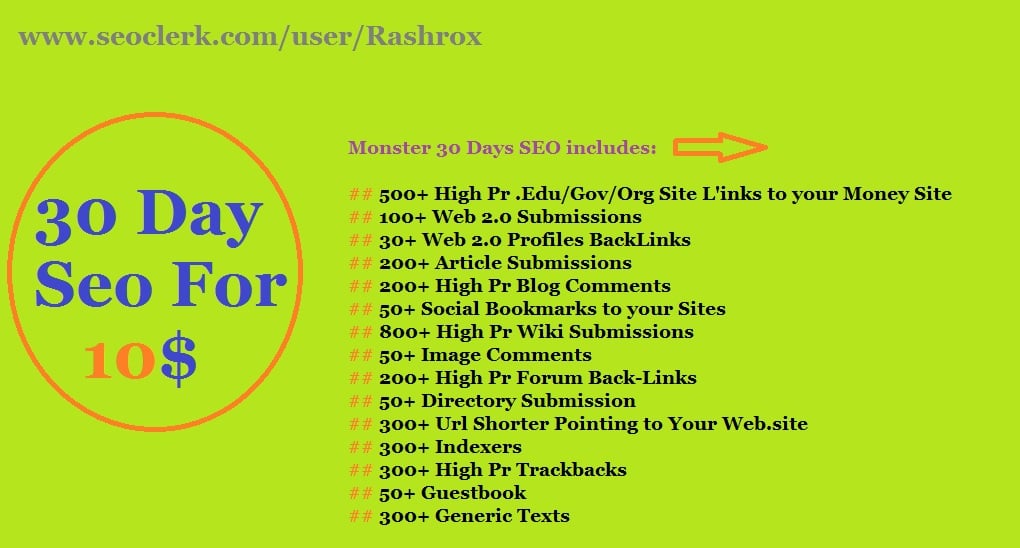 I will do 30 Days SEO For You