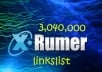  give you 3,040,000 xrumer links list no DUPLICATES + 1 free gig