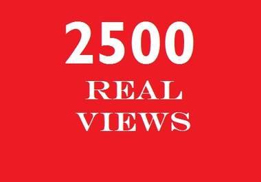 get you not less than 2500 GUARANTEED Real human youtube views