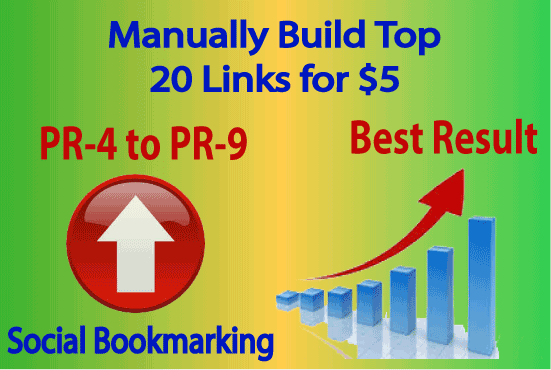 manually build social bookmarking in top 20 links PR4 to PR9 