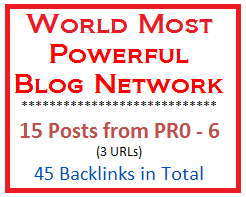 improve your Serp with 45 Backlinks from 15 blog posts tapping the Most POWERFUL Blog Network of 15000 Blogs